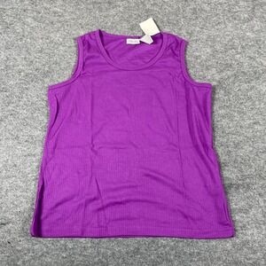 VTG Cabin Creek Shirt Womens Medium Purple Tank Top‎ Ribbed Cotton Blend Stretch